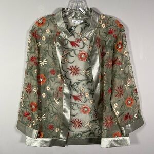 Grace Chuang Silk Embroidered Organza Jacket Medium